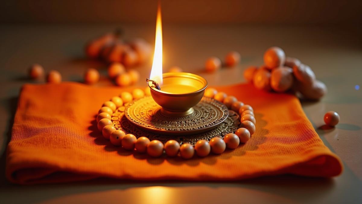 Diya with beads